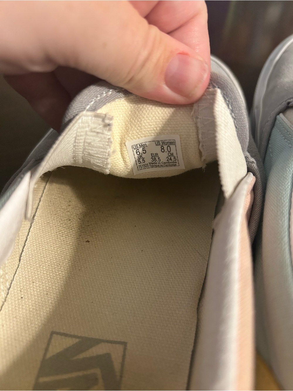 Women’s Slip-On Vans in Light Gray with Pastel Accents - Picture 5 of 9